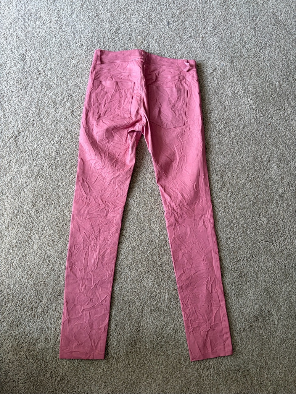 Zadig & Voltaire archive Pink Phlame Crinkled skinny Leather Pants Barbie 29 - Picture 8 of 13